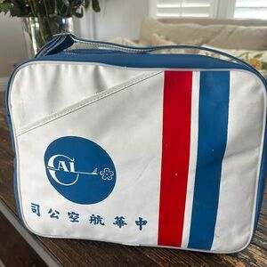 Vintage White and Blue China Airlines Shoulder Bag